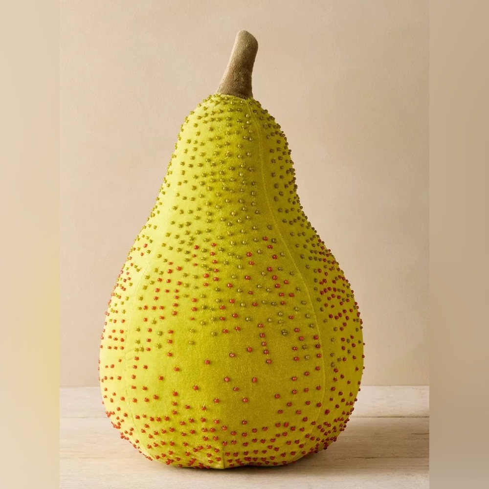 NWT Beaded Pear Novelty Velvet Pillow - John Derian for Target